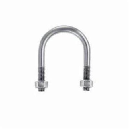 Chicago Hardware Round U-Bolt, 3/8", 3-1/2 in Wd, 4-1/8 in Ht, Plain Stainless Steel 50495 9